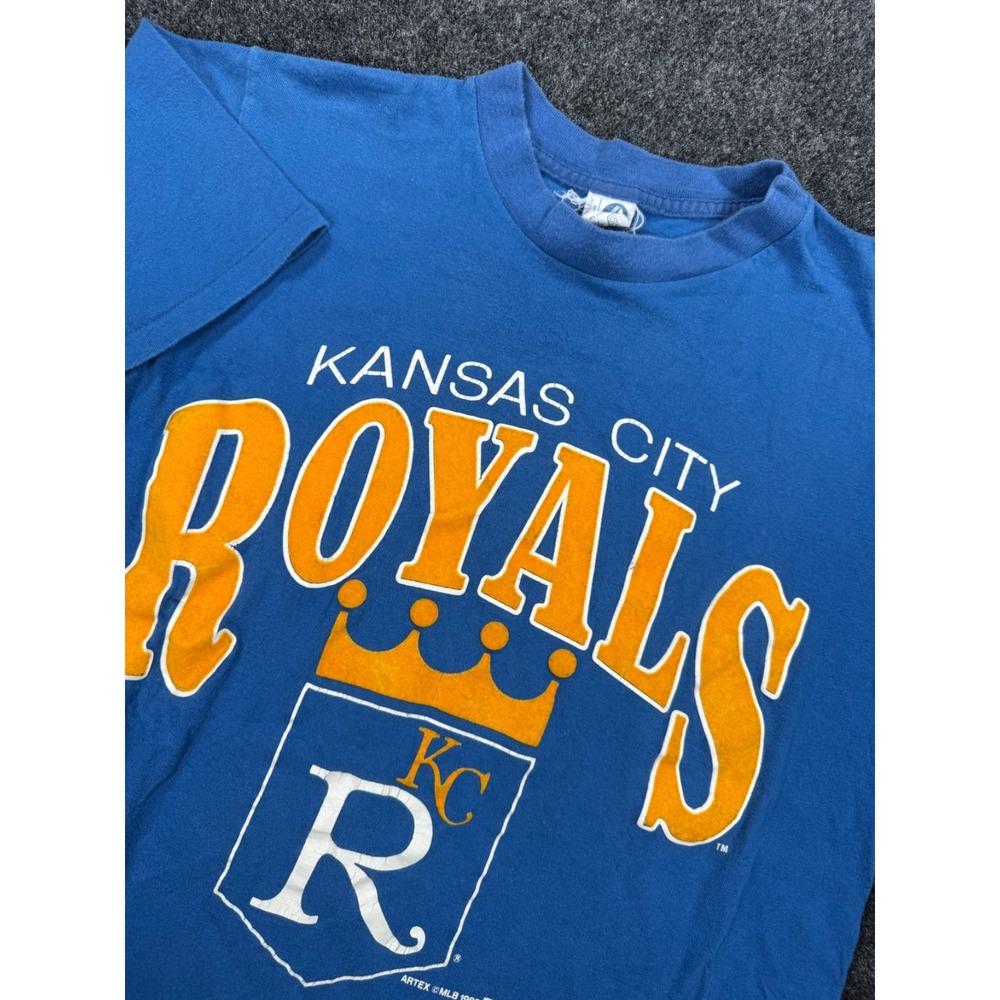 VTG 1988 Kansas City Royals T Shirt Men's M Blue Artex MLB Made USA Single Stitc